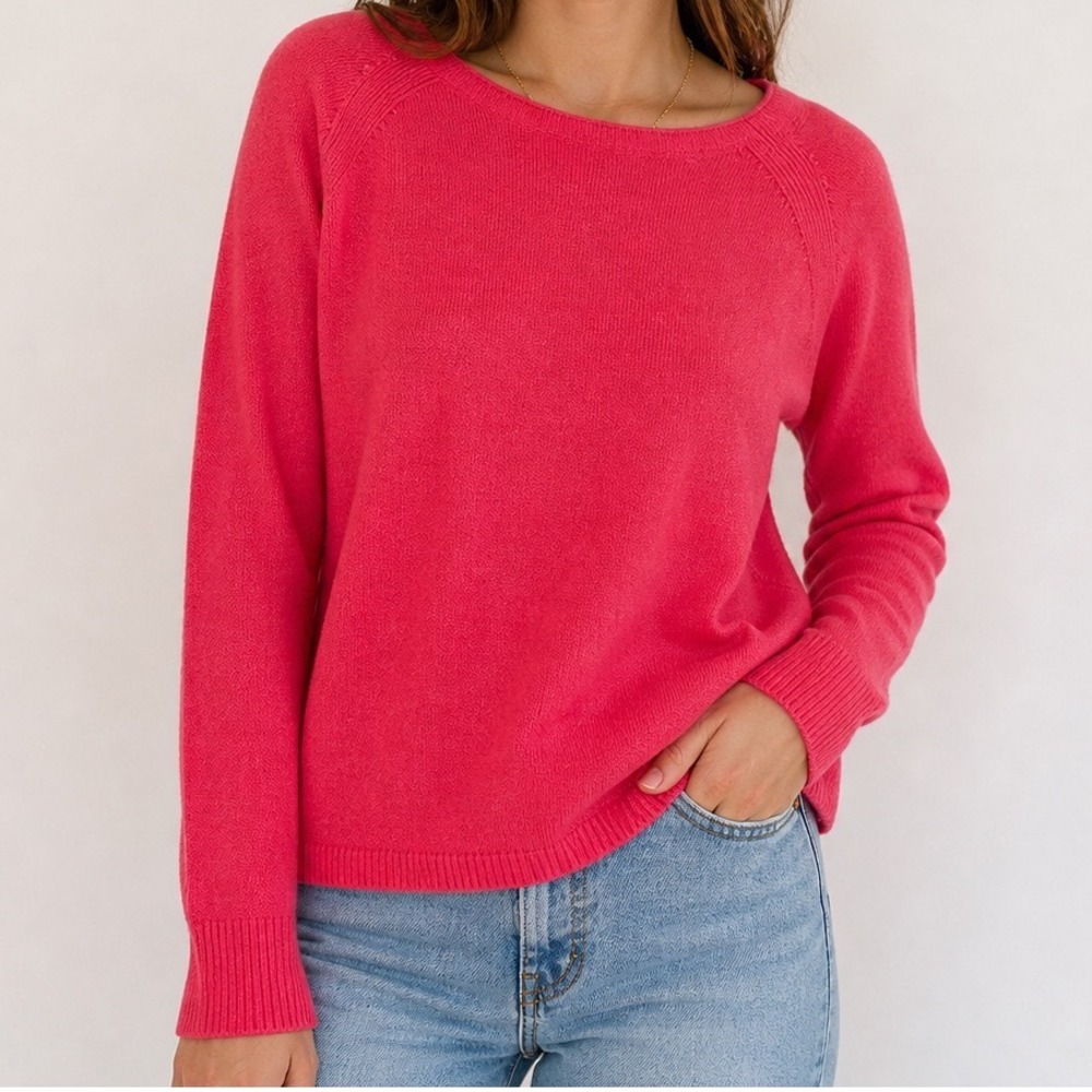 L.L.‎ BEAN LIGHTWEIGHT PULLOVER KNIT COTTON PINK SWEATER WOMAN'S LARGE F2